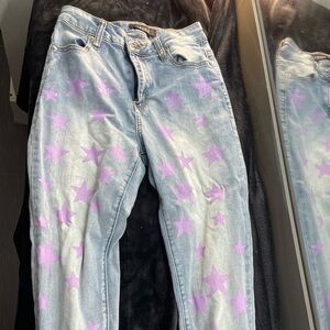 AKIRA Light Blue Jeans with Purple Star Pattern